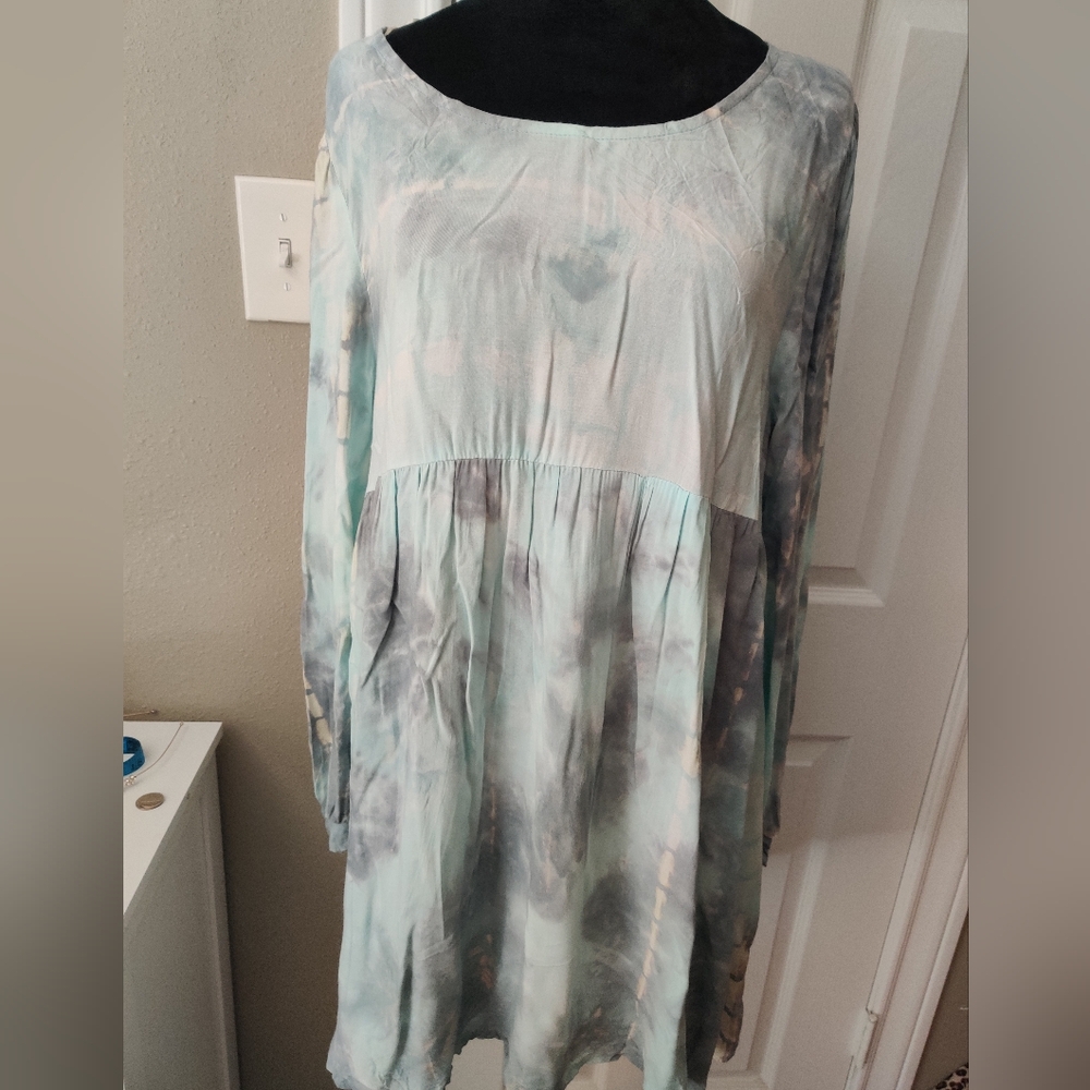Tie-Dye Long Sleeve Boho Blouse